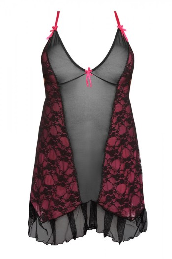 schwarz/pinkes Chemise AA051980 - 5XL/6XL