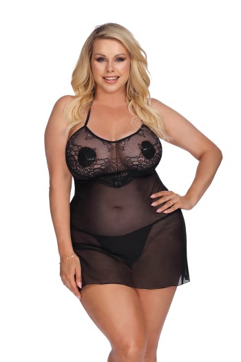 schwarzes Negligee AA053637 - XL/2XL