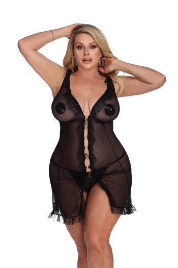 schwarzes Negligee AA053640 - XL/2XL