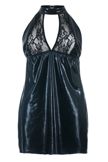 schwarzes Wetlook Chemise SB/1001 38/40 Sexy Base Kollektion by Andalea