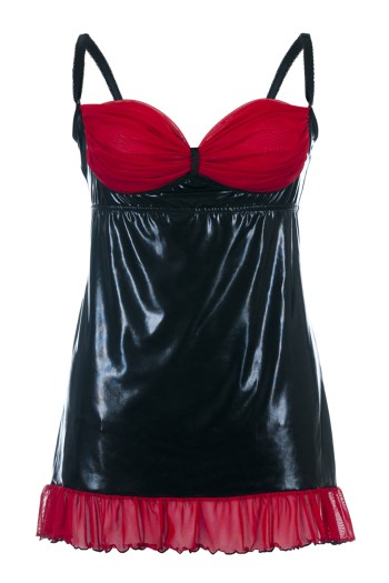 schwarzes Wetlook Chemise SB/1011 38/40 Sexy Base Kollektion by Andalea