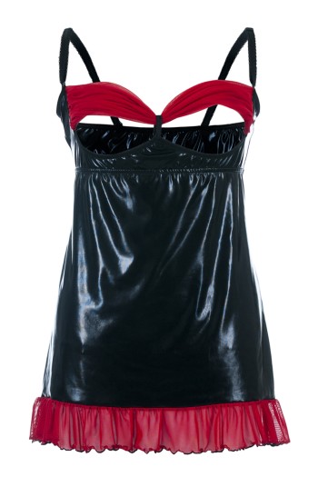 schwarzes Wetlook Chemise SB/1011 42/44 Sexy Base Kollektion by Andalea