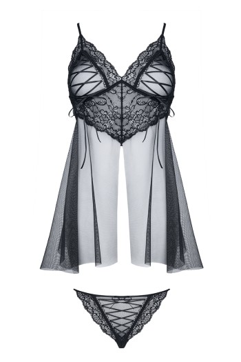 schwarzes Babydoll Clotilde - XXL