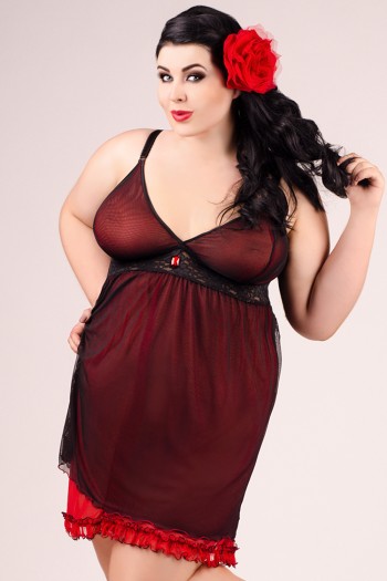 schwarz/rotes Chemise E/2011 50/52 von Andalea Dessous