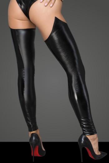 Lacquered eco leather and powerwetlook stockings F196 - M