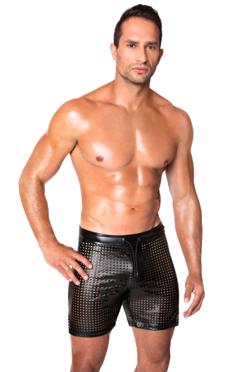 black wetlook Shorts H077 - XL