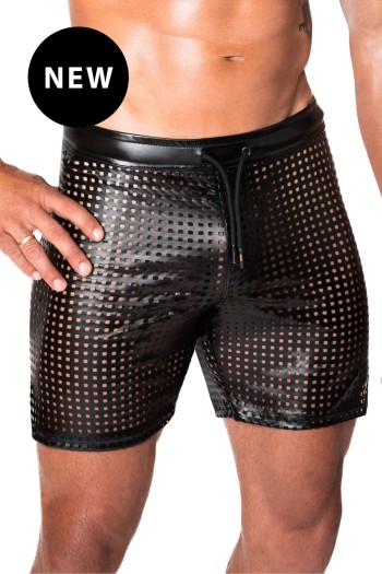 black wetlook Shorts H077 - 2XL