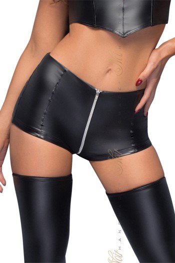 High waist powerwetlook shorts F164 - XL