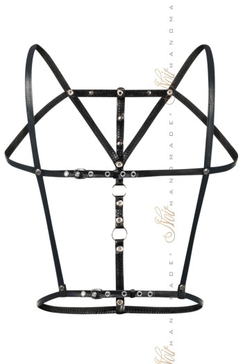 schwarzer Kunstleder Harness F173 - One Size