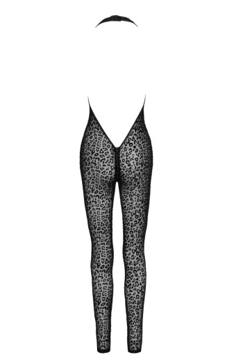 F286 Catsuit leopardata con scollo all'americana - 3XL