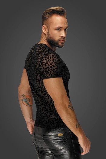 Leopard flock v-neck t-shirt H071 - XL