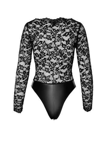 F296 Psyche bodysuit of lace and wetlook - M