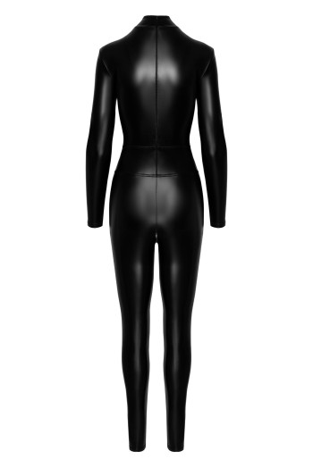 F319 Caged wetlook catsuit with zippers and ring - S