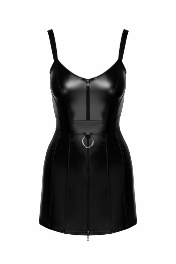 F320 Wetlook Minikleid mit Ring - 3XL