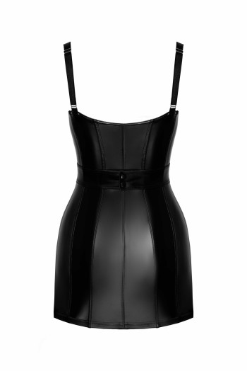 F320 Wetlook Minikleid mit Ring - L