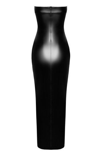 F336 Aphrodisia powerwetlook long dress with open leg - S