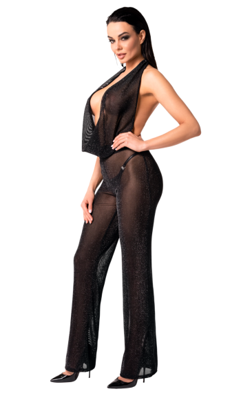 F350 Bodystocking mit Wasserfallausschnitt - S