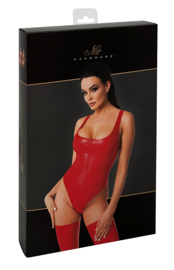 F352 Wetlook body with front zipper - S