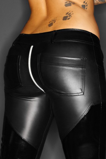 black long wetlook pants F115 M by Noir Handmade