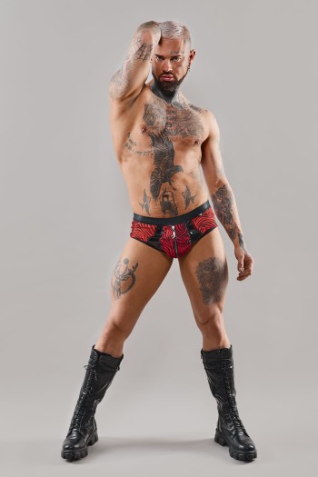 mesh brief REFranco001 black/red - 2XL