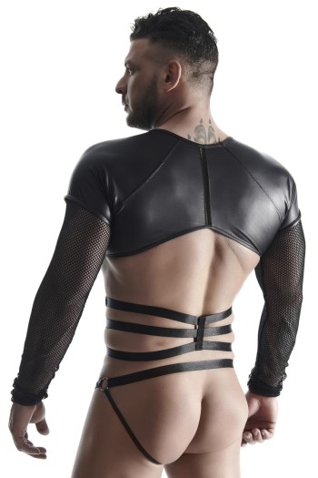 Herren Langarm-Shirt mit Harness TSH019 schwarz - L