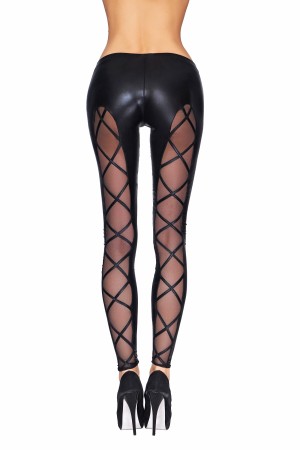 schwarze Wetlook Leggings Camiri M