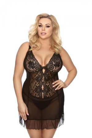 schwarzes Negligee AA052178 - 3XL/4XL