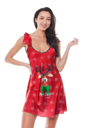 red Christmas dress with reindeer by Anais apparel