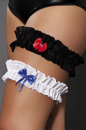 breites schwarzes Strumpfband M/1066 Playful Ola L/XL mit roter Schleife von Andalea Dessous