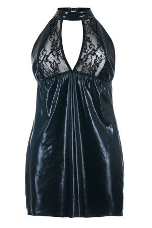 schwarzes Wetlook Chemise SB/1001 46/48 Sexy Base Kollektion by Andalea