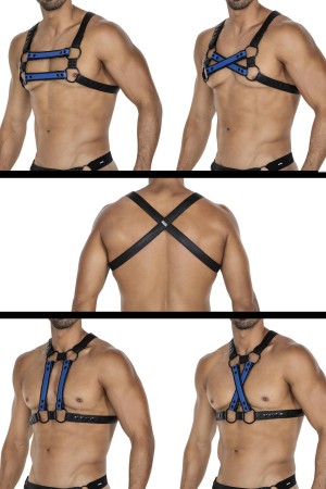 schwarz/blauer Brust-Harness 06 - OS