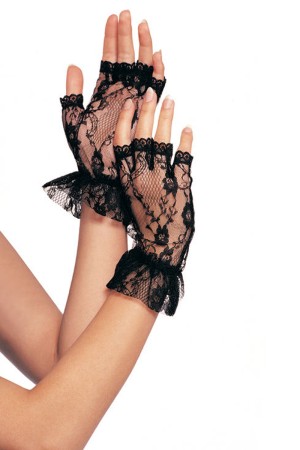 Lace gloves black One Size, senza dita