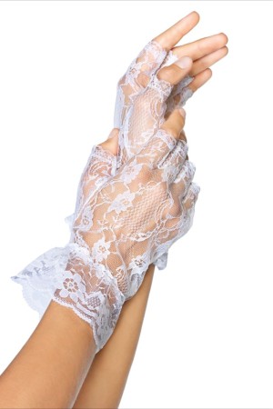 Lace gloves white One Size, senza dita