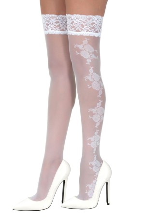 white Hold-ups Stockings Victoria T3/4