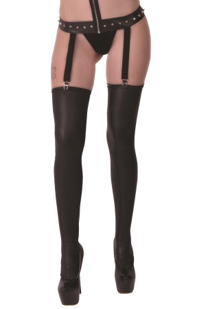 black Wetlook Stockings Bianca - T5/6