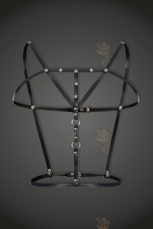 black Eco-leather harness F173 - One Size