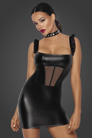 black Wetlook MIni Dress F257 - S