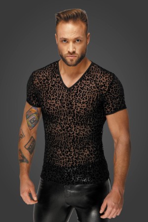 Leopard flock v-neck t-shirt H071 - S