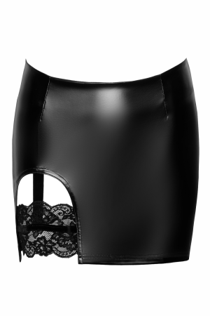 F345 Velvetine powerwetlook mini skirt with garter - S