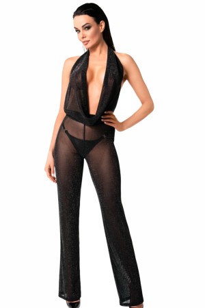 F350 Bodystocking mit Wasserfallausschnitt - 3XL