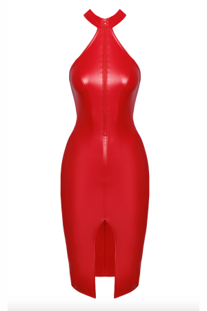 F354 Orgia red powerwetlook midi dress - 3XL