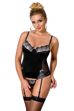 black Brasiliana Corset + Thong 4XL/5XL by Passion