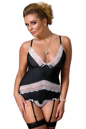 black/white Corset Camille 6XL/7XL by Passion