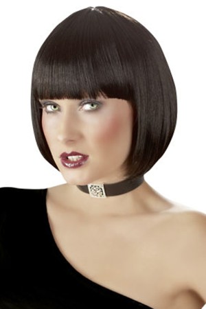 Wig, domina, black, 30cm long, bob haircut