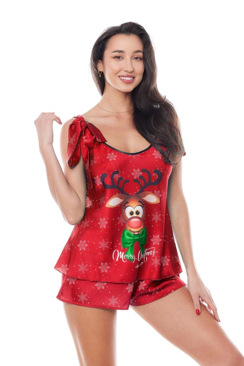 red 2 pcs Christmas set with reindeer - S/M