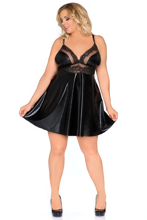 schwarzes Wetlook Babydoll Z/5001 42/44 von Andalea