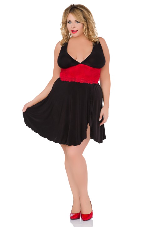 black/red chemise Z/5036 - 38/40