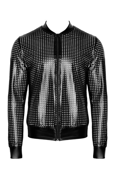 black powerwetlook jacket H076 - 3XL