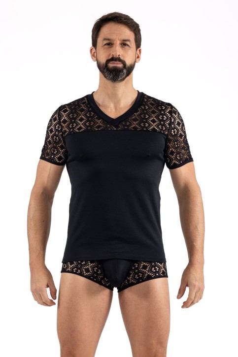 black mesh T-Shirt 2407-81 - L