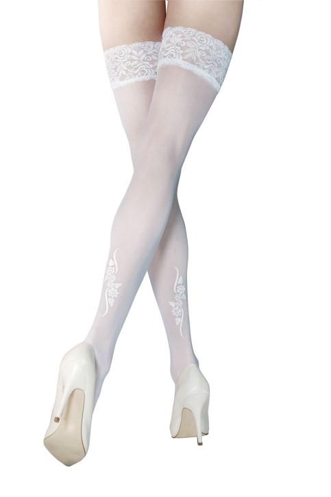 white Hold-ups Stockings Lisa T3/4